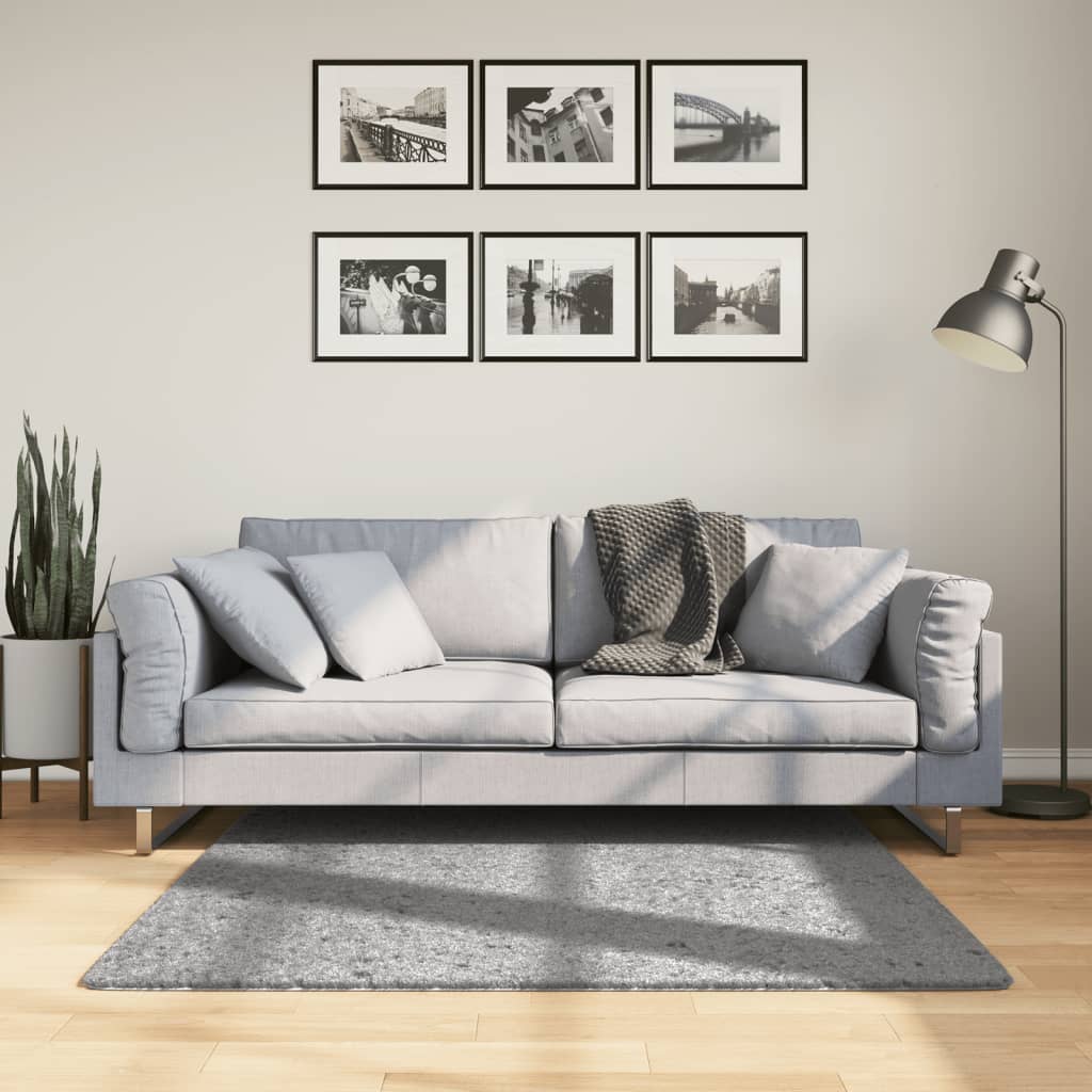 VidaXL Teppich PAMPLONA Shaggy Hochflor Modern 120x120 cm Grau