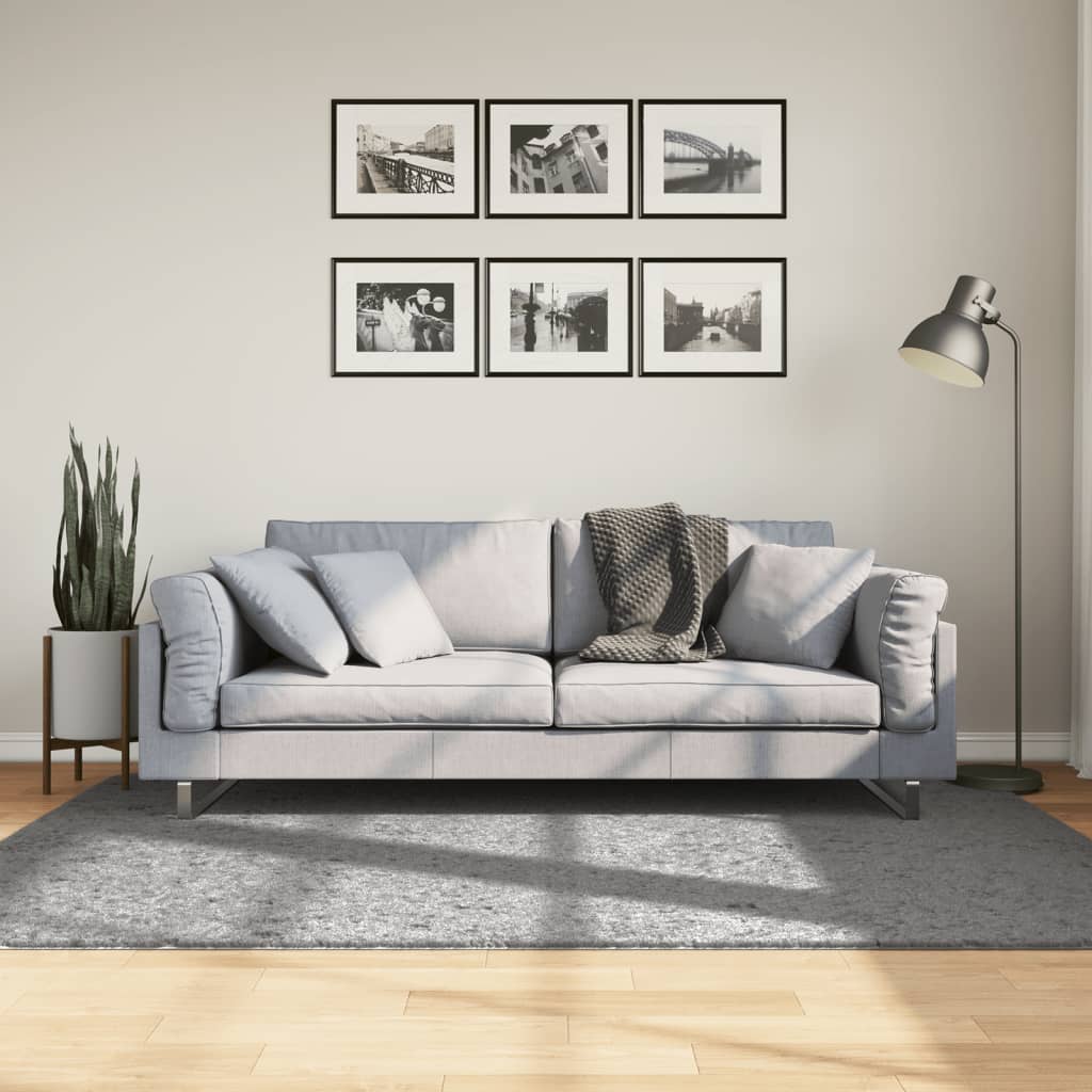 VidaXL Teppich Pamplona Shaggy Hochflor Modern 140x200 cm Grau