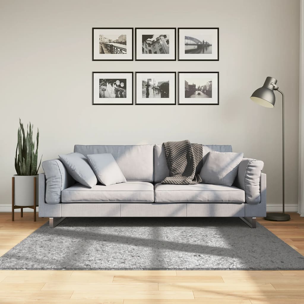 VidaXL Teppich Pamplona Shaggy Hochflor Modern 160x160 cm Grau