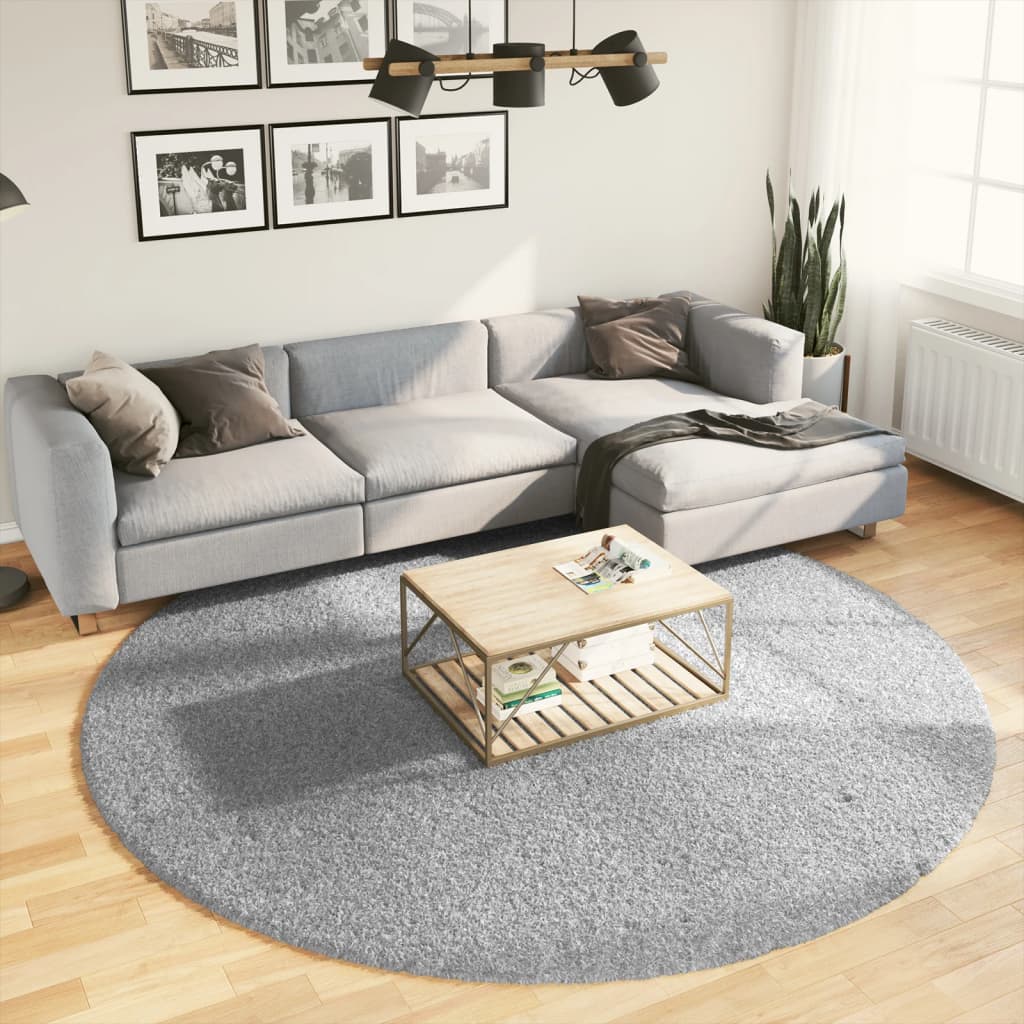 VidaXL Teppich Pamplona Shaggy Hochflor Modern ø 240 cm Grau