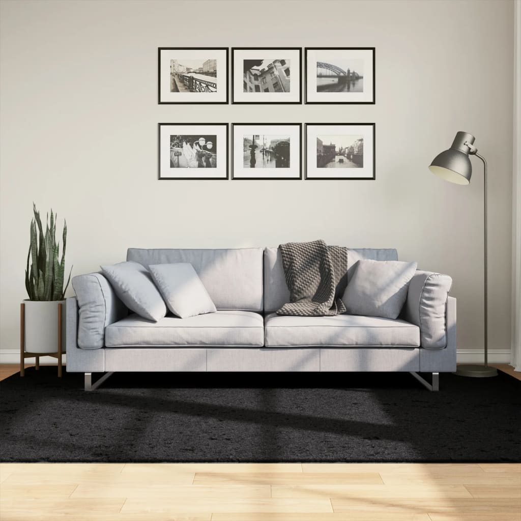 VidaXL Teppich Pamplona Shaggy Hochflor Modern 160x230 cm Schwarz