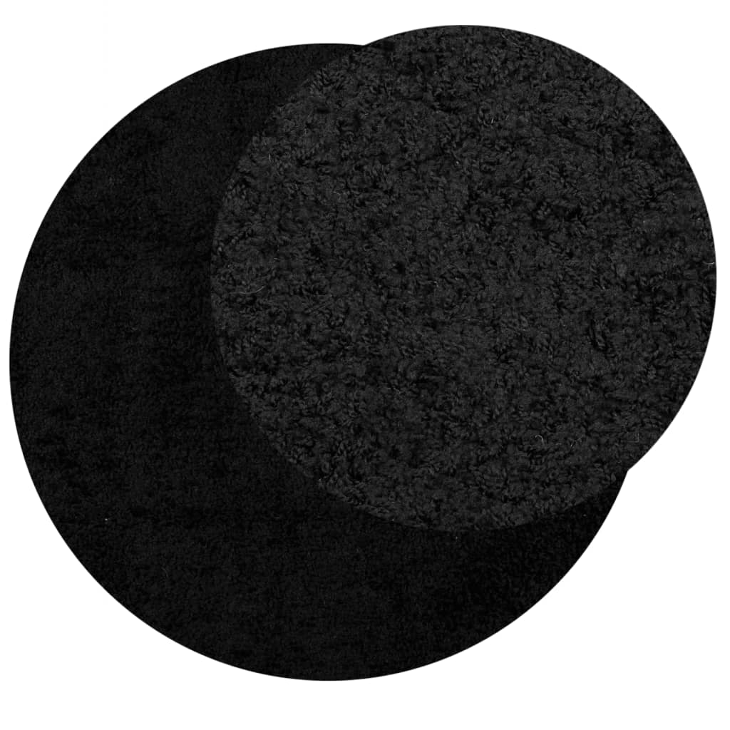 Vidaxx Teppich Pamplona Shaggy Hochflor Modern ø 80 cm Schwarz