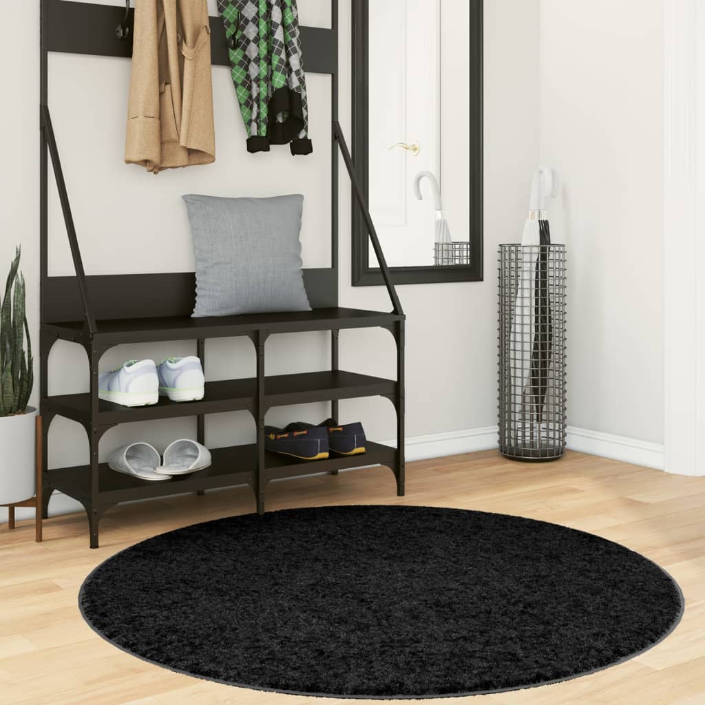Vidaxx Teppich Pamplona Shaggy Hochflor Modern ø 120 cm Schwarz