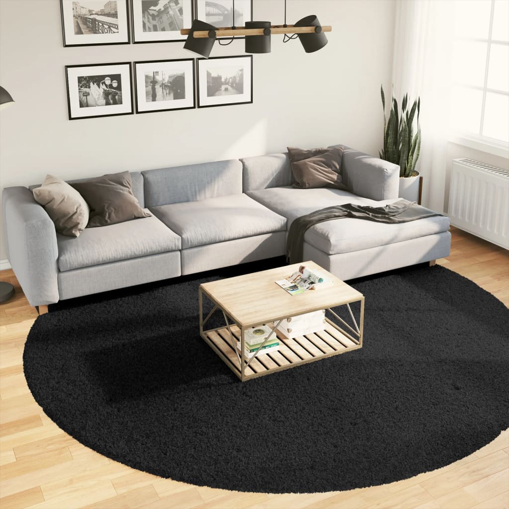 Vidaxx Teppich Pamplona Shaggy Hochflor Modern ø 280 cm Schwarz