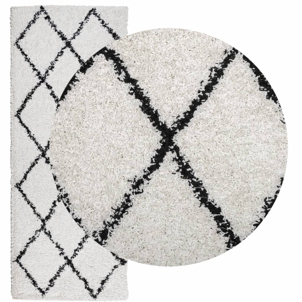 VidaXL Teppich Pamplona Shaggy Hochflor 80x200 cm Creme und Schwarz