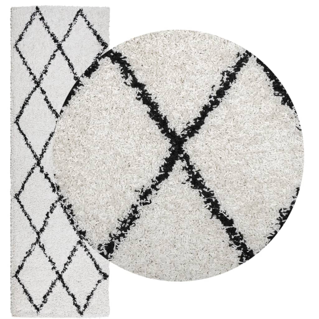 VidaXL Teppich Pamplona Shaggy Hochflor 80x250 cm Creme und Schwarz