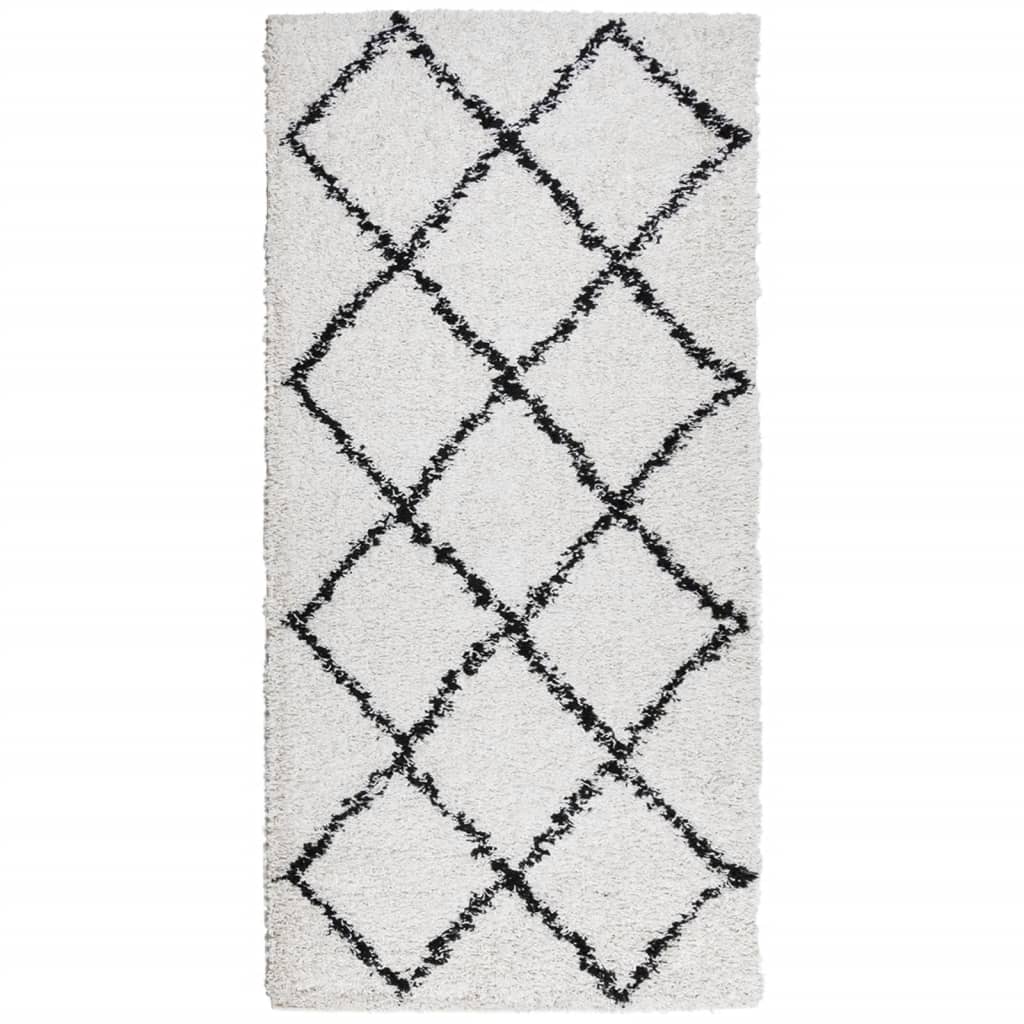 VidaXL Teppich Pamplona Shaggy Hochflor 100x200 cm Creme und Schwarz