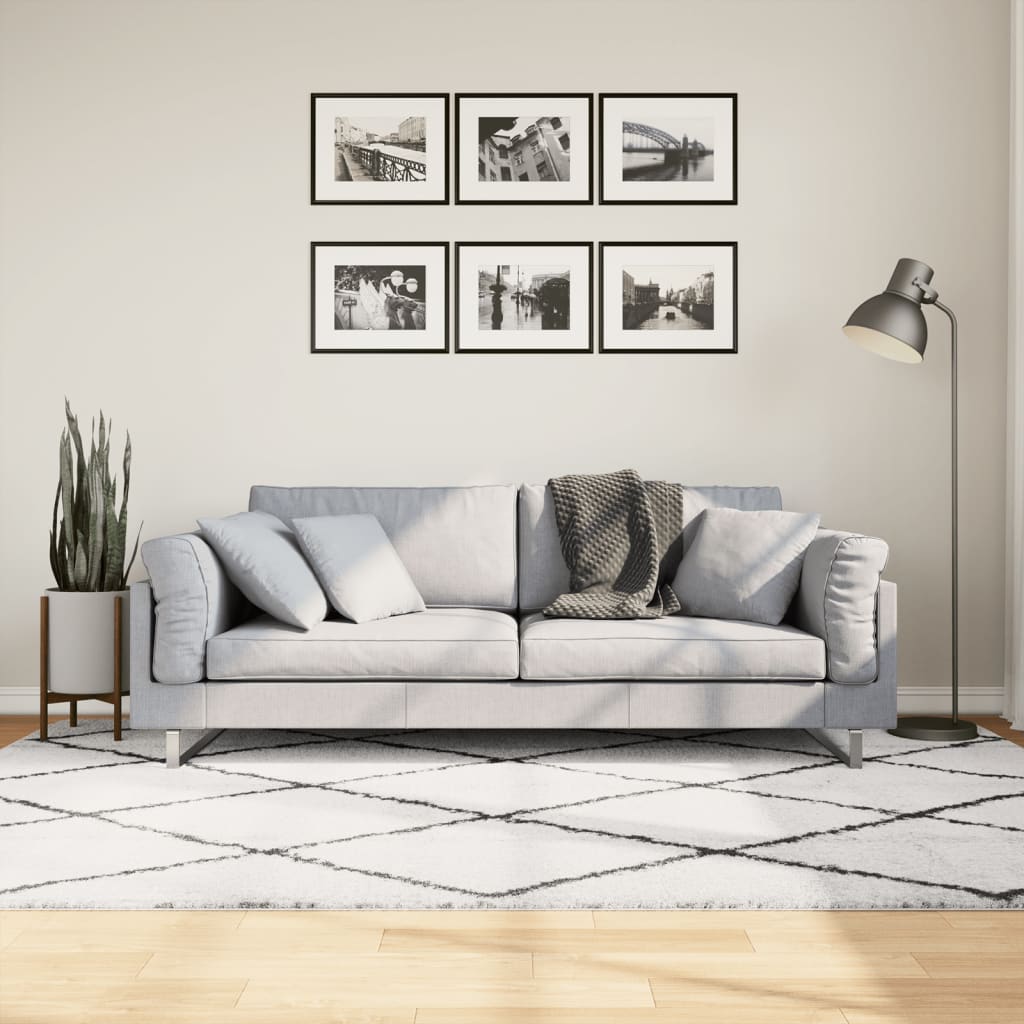 VidaXL Teppich Pamplona Shaggy Hochflor 160x230 cm Creme und Schwarz