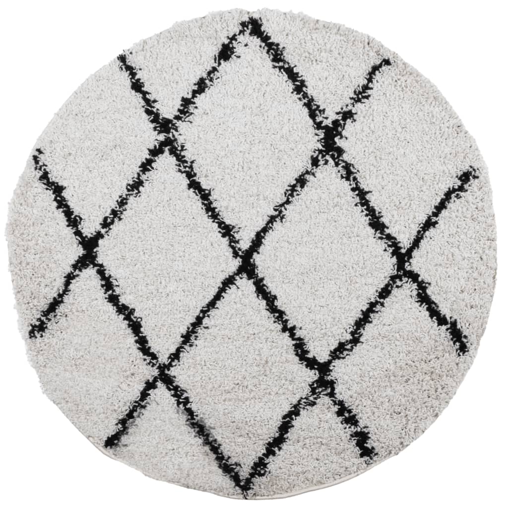 VidaXL Teppich Pamplona Shaggy Hochflor ø 100 cm Creme und Schwarz
