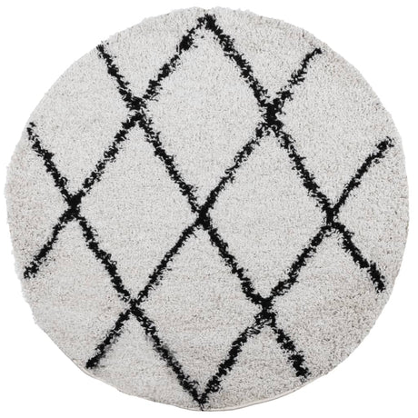 VidaXL Teppich Pamplona Shaggy Hochflor ø 120 cm Creme und Schwarz
