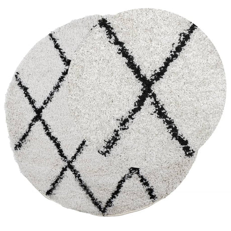 VidaXL Teppich Pamplona Shaggy Hochflor ø 120 cm Creme und Schwarz