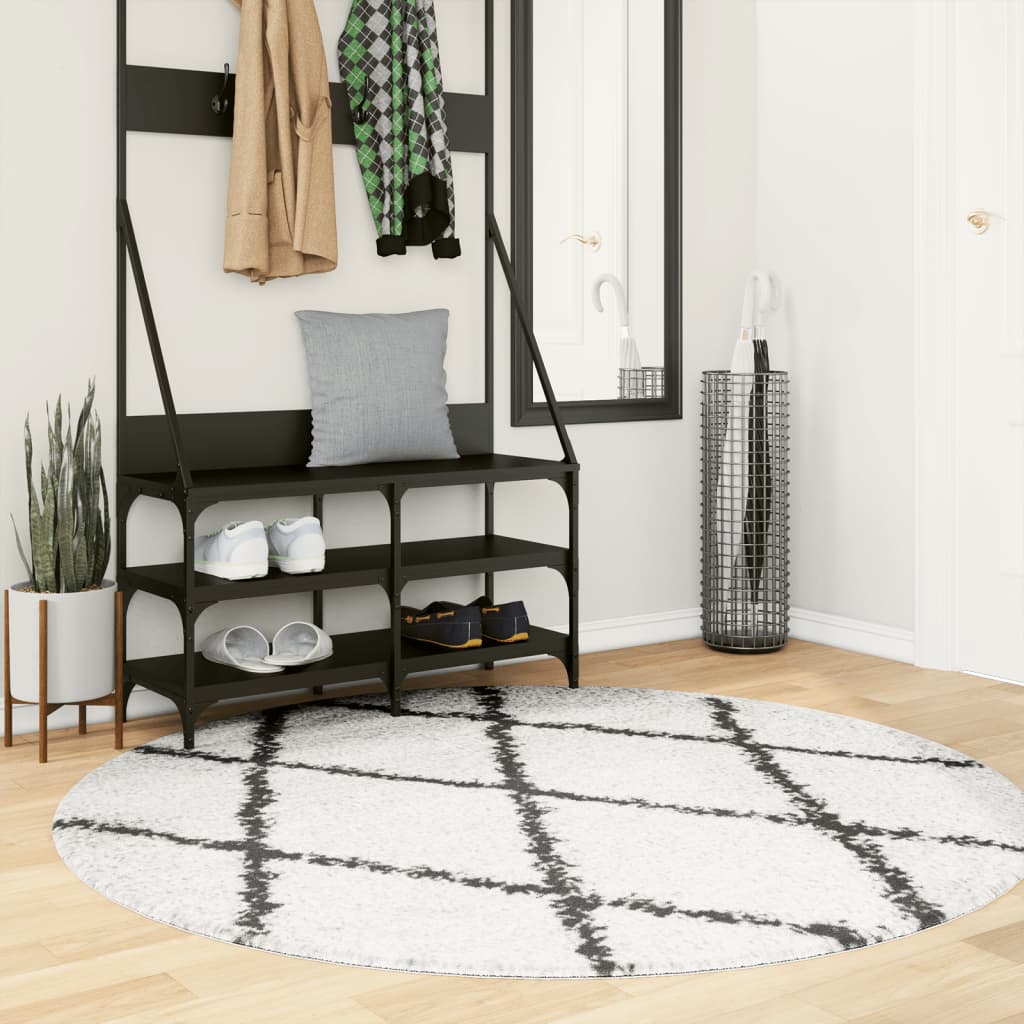 VidaXL Teppich Pamplona Shaggy Hochflor ø 160 cm Creme und Schwarz