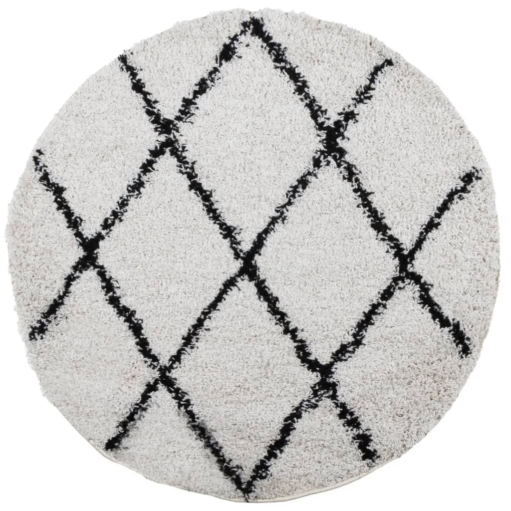 VidaXL Teppich Pamplona Shaggy Hochflor ø 240 cm Creme und Schwarz