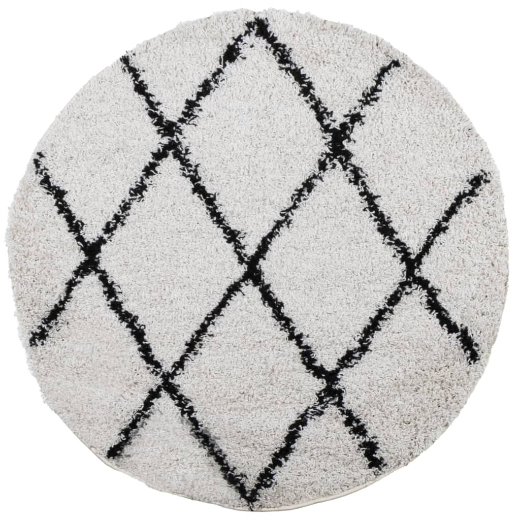 VidaXL Teppich Pamplona Shaggy Hochflor ø 280 cm Creme und Schwarz
