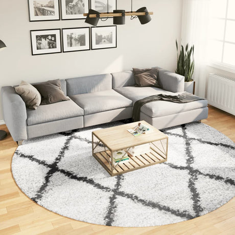 VidaXL Teppich Pamplona Shaggy Hochflor ø 280 cm Creme und Schwarz