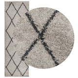 VidaXL Teppich Pamplona Shaggy Hochflor 80x250 cm Beige Anthrazit