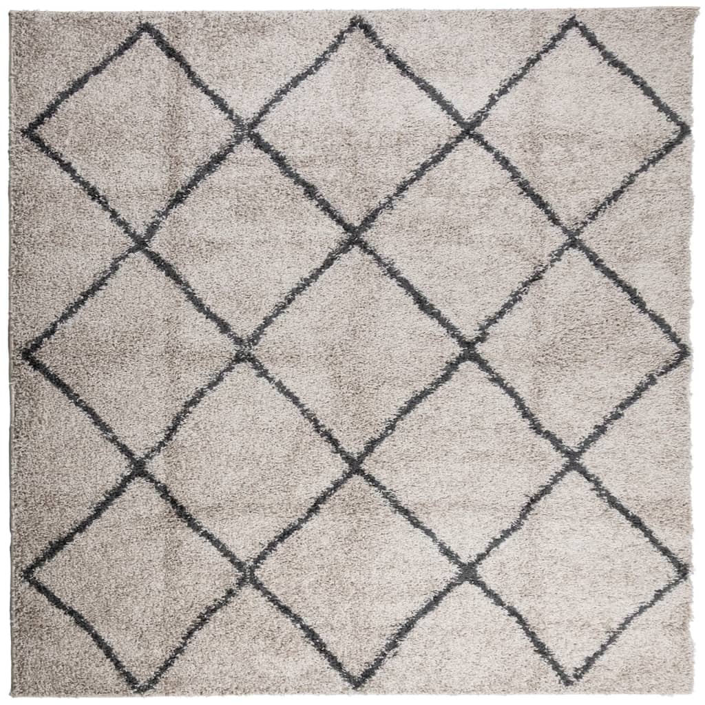 VidaXL Teppich Pamplona Shaggy Hochflor 120x120 cm Beige Anthrazit