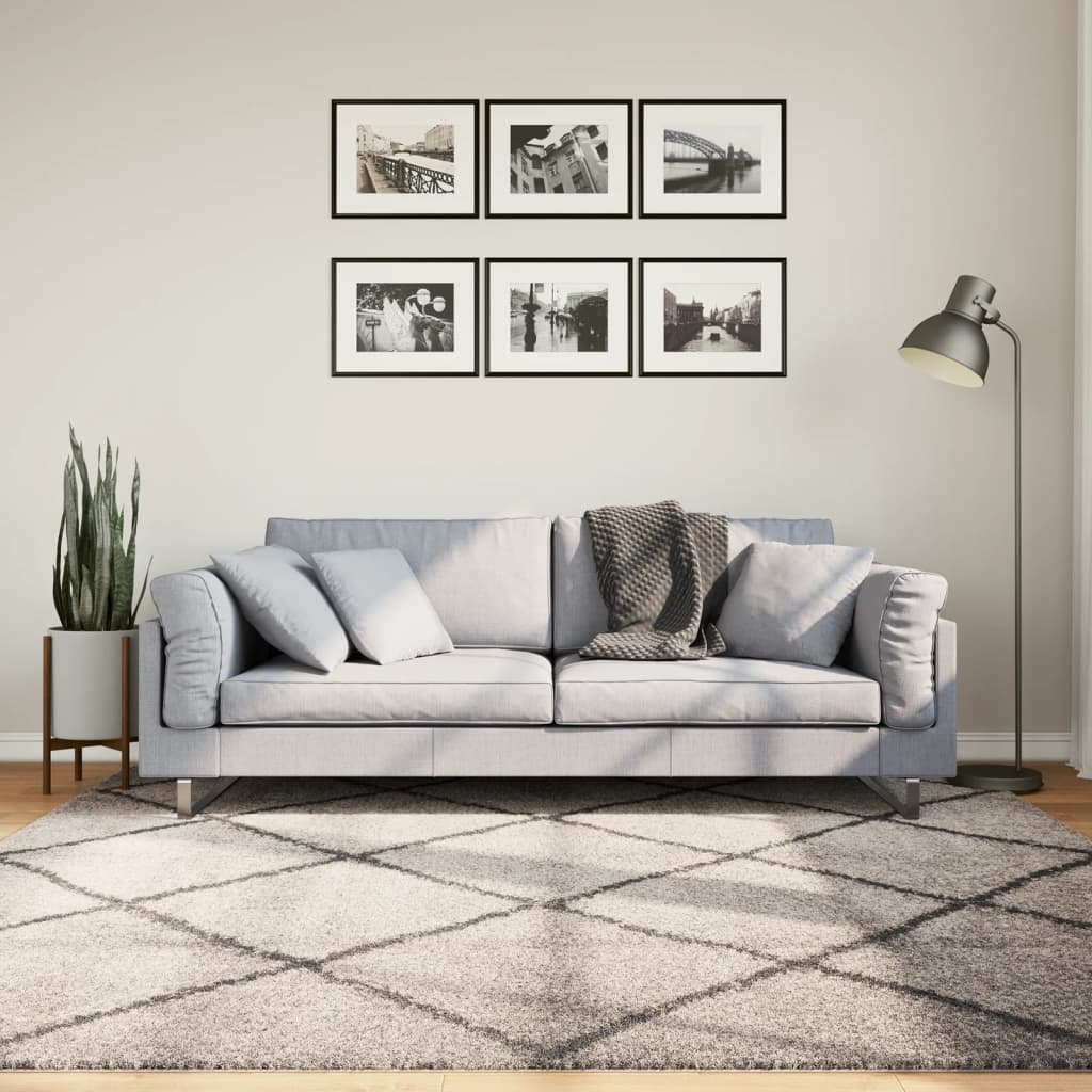 VidaXL Teppich PAMPLONA Shaggy Hochflor 200x200 cm Beige Anthrazit
