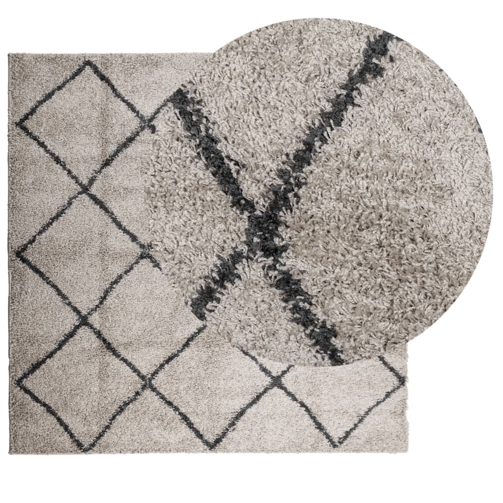 VidaXL Teppich Pamplona Shaggy Hochflor 240x240 cm Beige Anthrazit