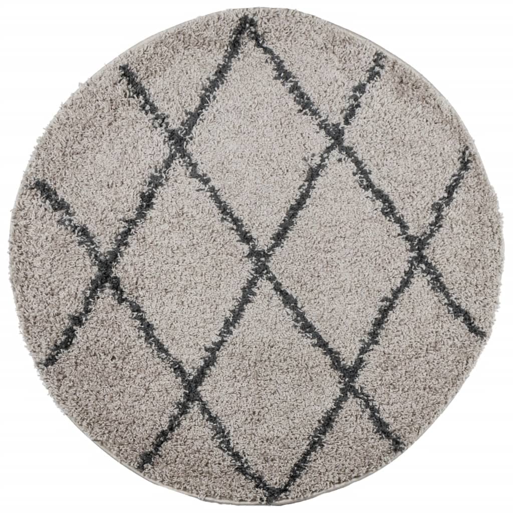 VidaXL Teppich Pamplona Shaggy Hochflor ø 100 cm Beige Anthrazit