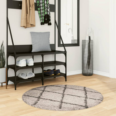 VidaXL Teppich Pamplona Shaggy Hochflor ø 100 cm Beige Anthrazit