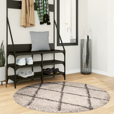 VidaXL Teppich Pamplona Shaggy Hochflor ø 120 cm Beige Anthrazit