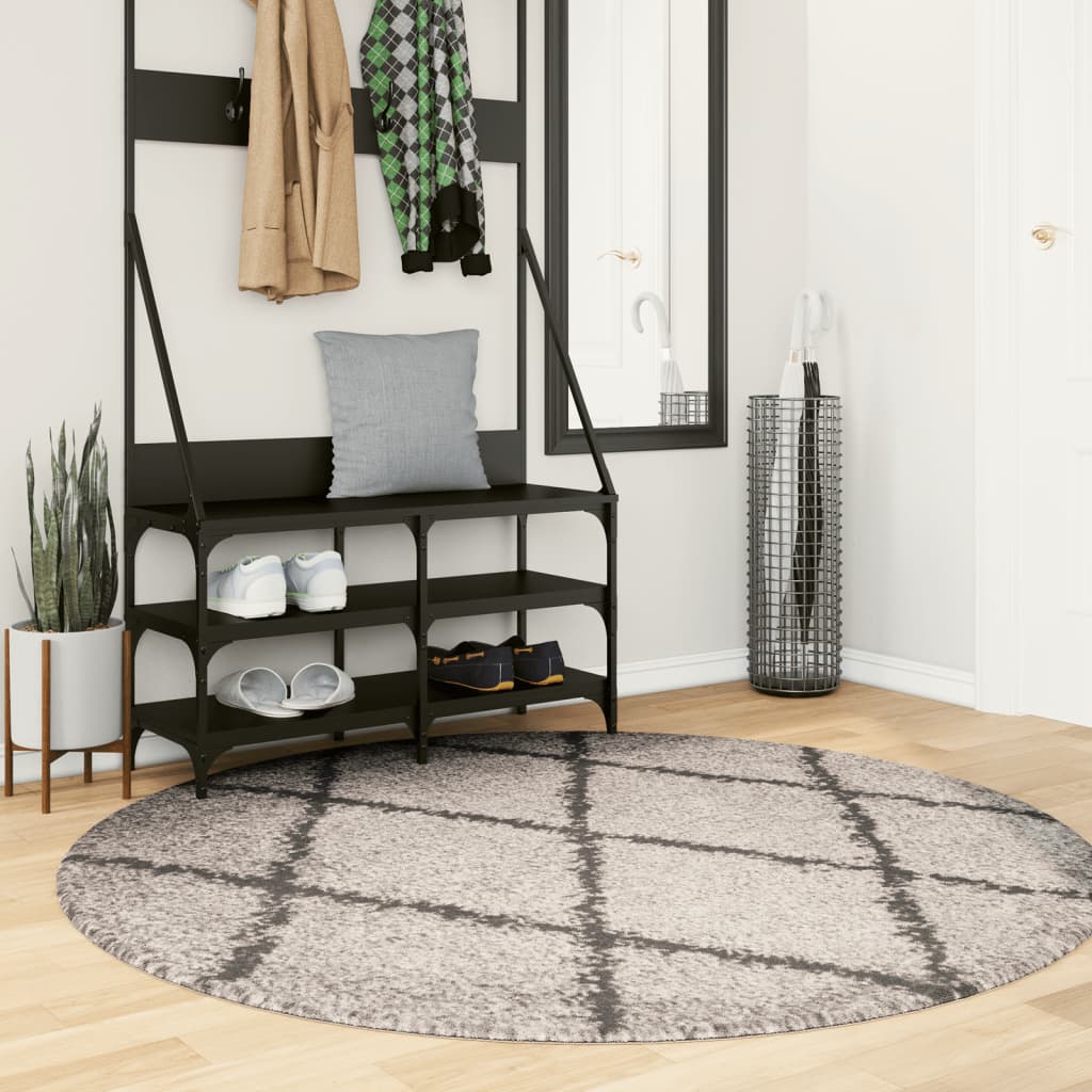 VidaXL Teppich Pamplona Shaggy Hochflor ø 160 cm Beige Anthrazit