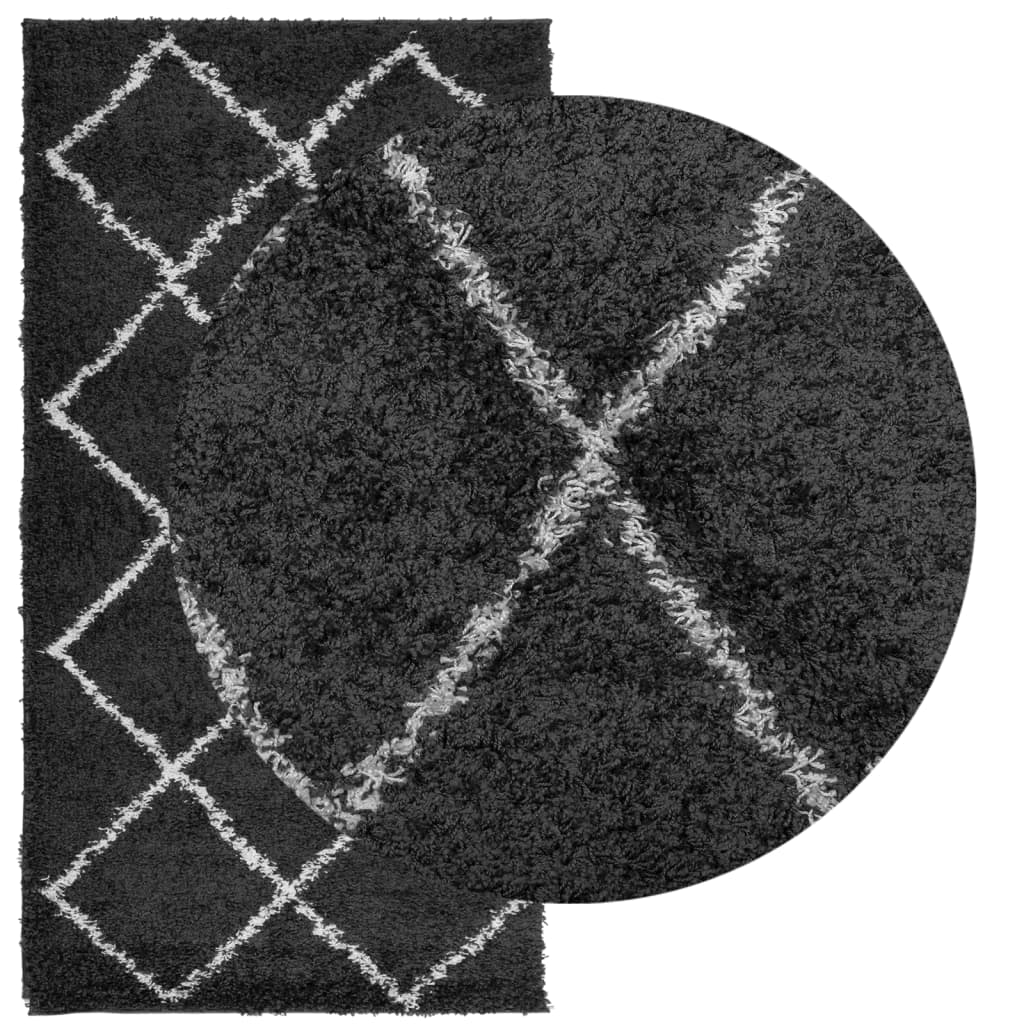 VidaXL Teppich Pamplona Shaggy Hochflor 80x150 cm Schwarz und Creme