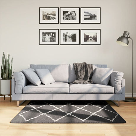 VidaXL Teppich Pamplona Shaggy Hochflor 120x120 cm Schwarz und Creme