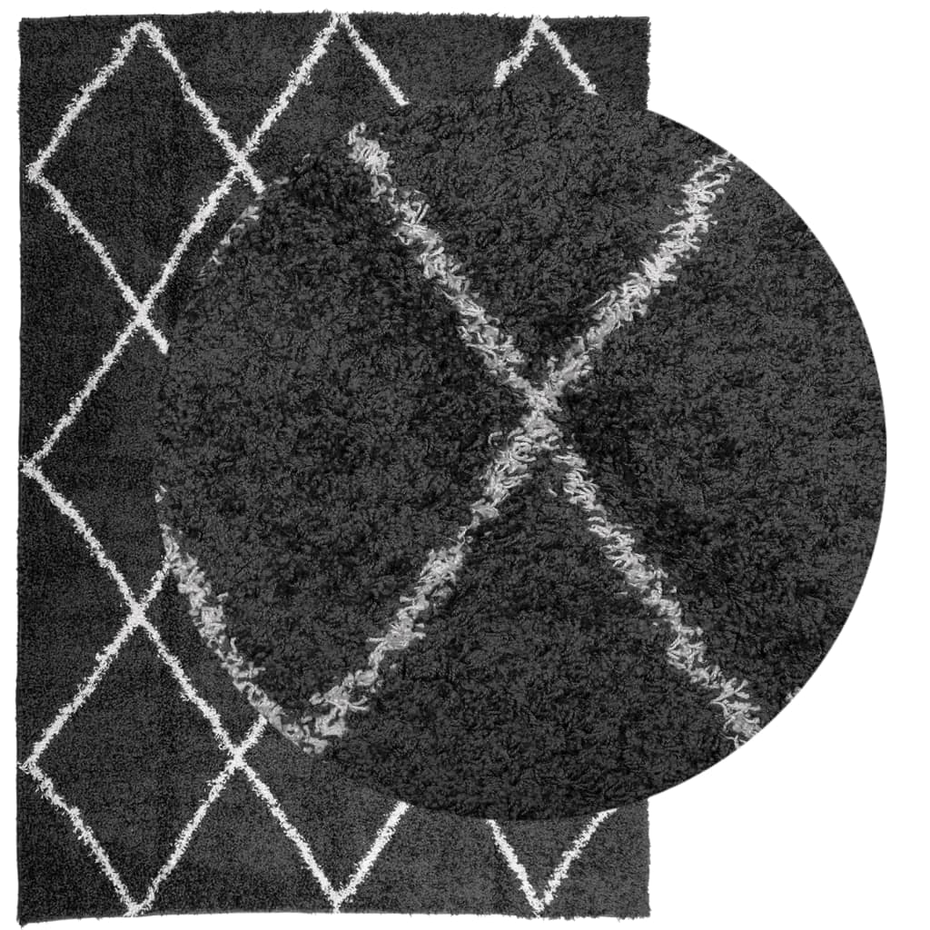 Vidaxx Teppich Shaggy Hochflor modern 120x170 cm Schwarz und Creme