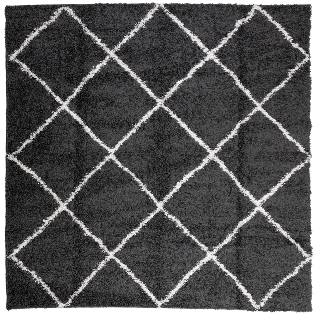 Vidaxx Teppich Shaggy Hochflor Modern 200x200 cm Schwarz und Creme