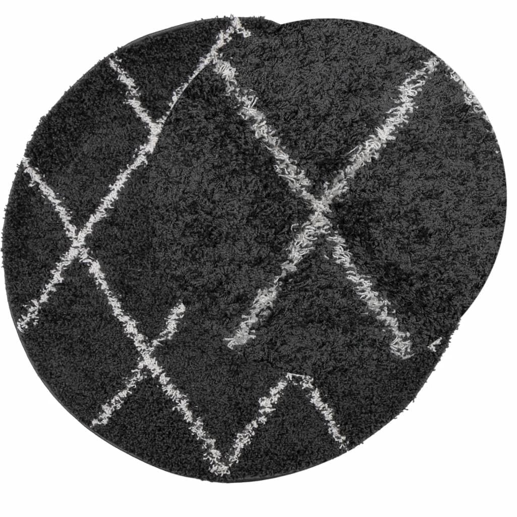 VidaXL Teppich Shaggy Hochflor modern ø 80 cm Schwarz und Creme