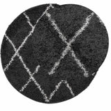 VidaXL Teppich Shaggy Hochflor modern ø 80 cm Schwarz und Creme