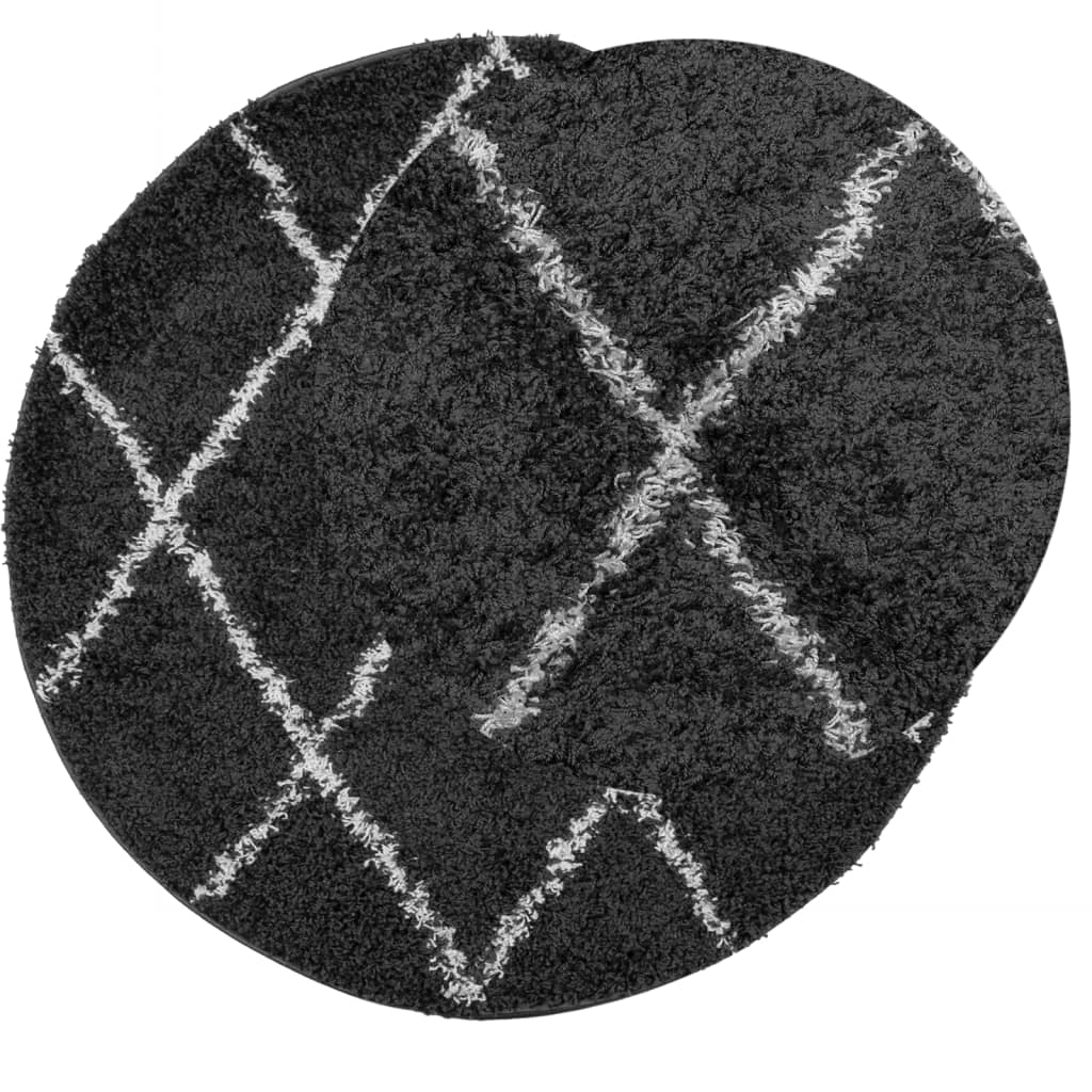 VidaXL Teppich Pamplona Shaggy Hochflor ø 200 cm Schwarz und Creme