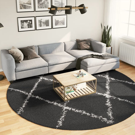 Vidaxx Teppich Pamplona Shaggy Hochflor ø 280 cm Schwarz und Creme