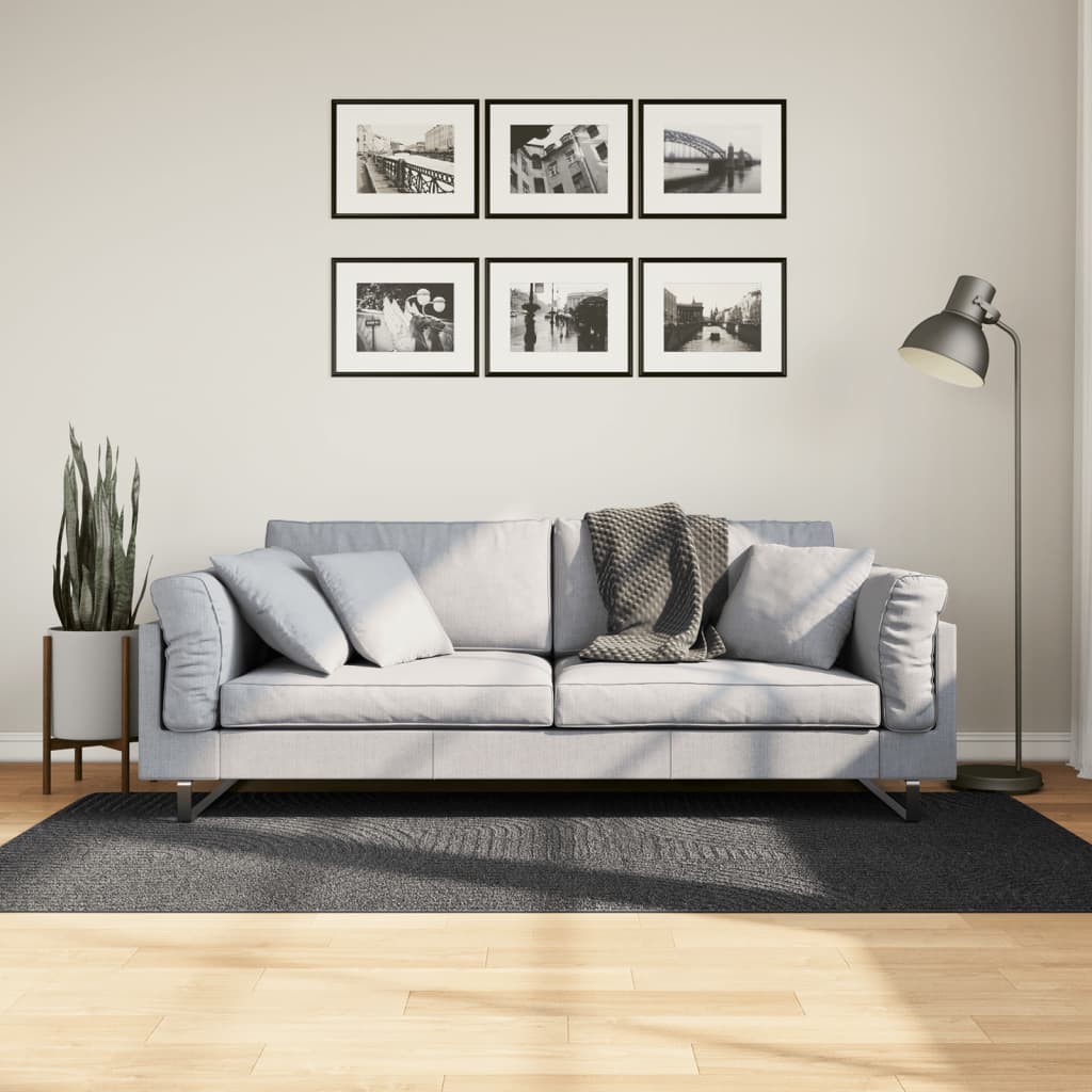 VidaXL Teppich Iza Niedrigflor skandinavisch 100x200 cm Anthrazit