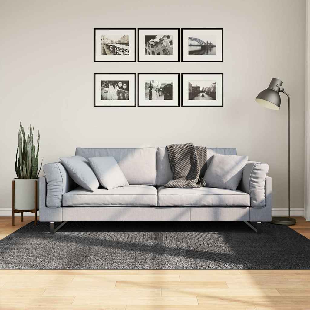 VidaXL Teppich Iza Niedrigflor skandinavisch 140x200 cm Anthrazit