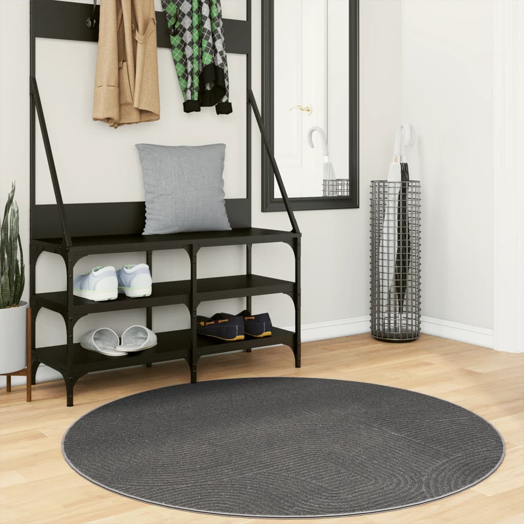 VidaXL Teppich IZA Kurzflor skandinavisch Ø 120 cm Anthrazit