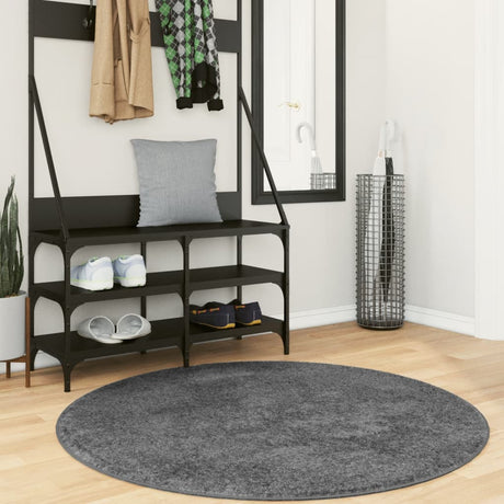Vidaxl Teppich Oviedo Kurzflor ø 120 cm Anthrazit