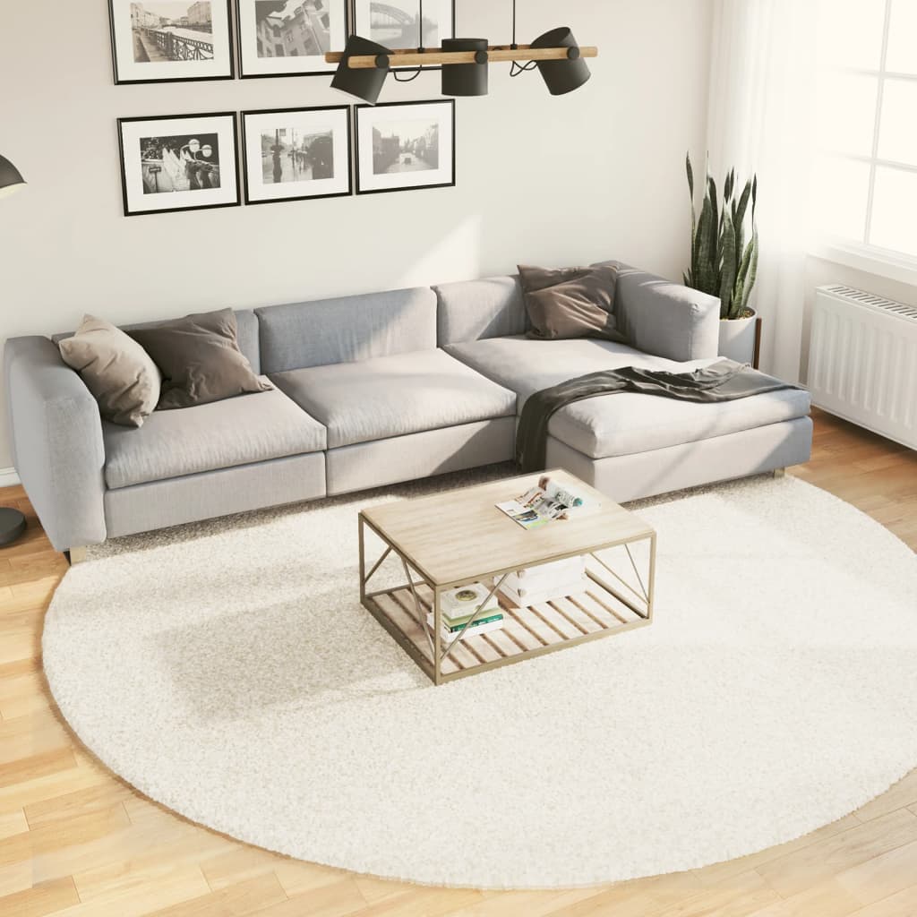 VidaXL Teppich OVIEDO niedriger Flor Ø 280 cm beige