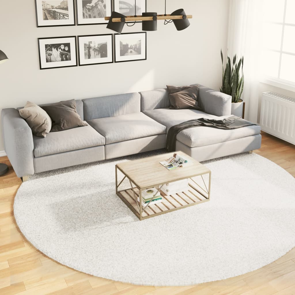 VidaXL Teppich OVIEDO niedriger Flor Ø 280 cm Creme