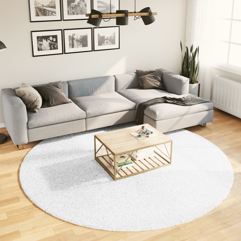 VidaXL Teppich OVIEDO niedriger Flor Ø 240 cm grau