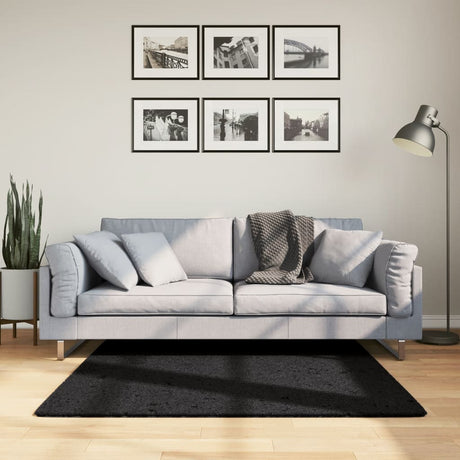 VidaXL Teppich OVIEDO niedriger Flor 120x120 cm schwarz