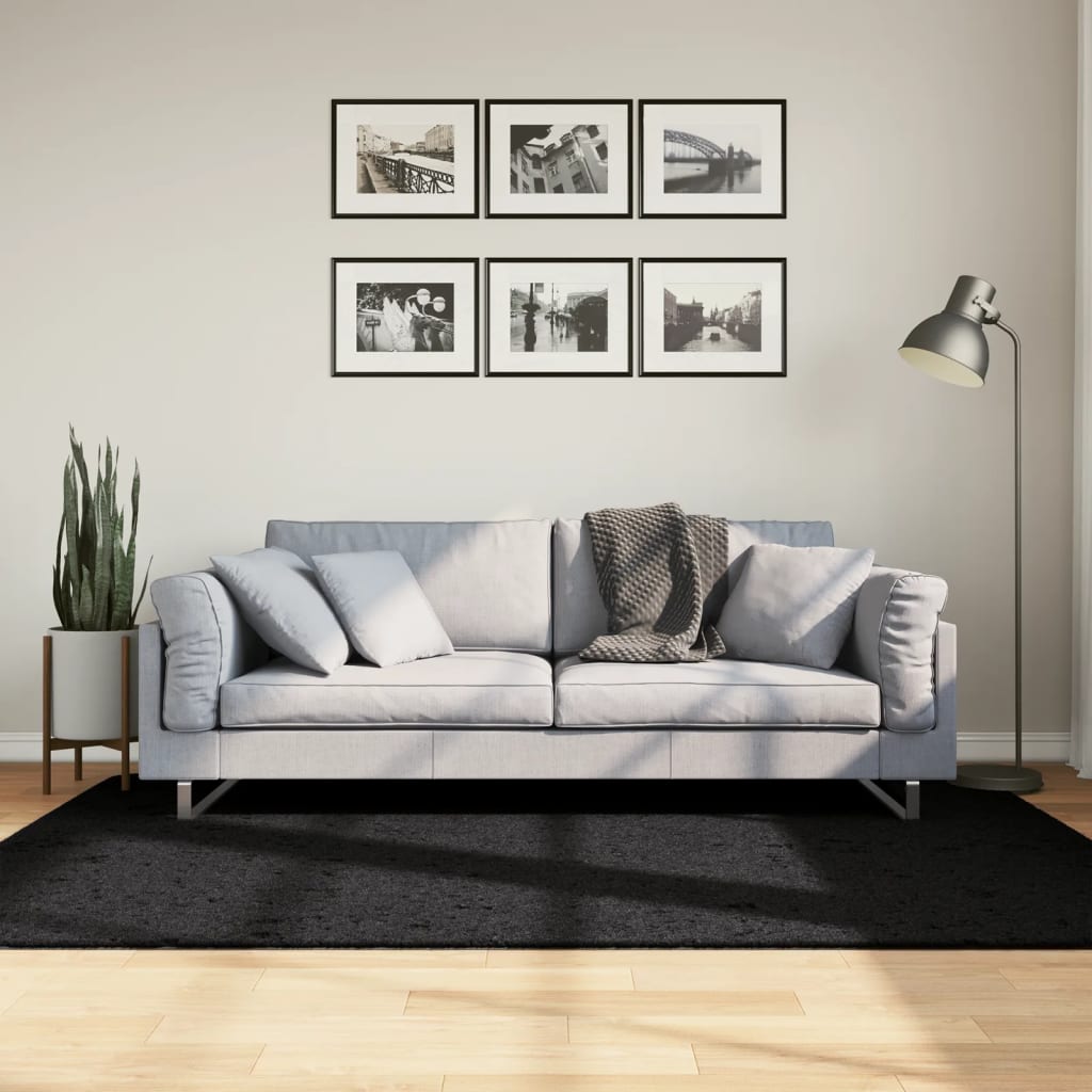 VidaXL Teppich Oviedo Niederflor 140x200 cm schwarz