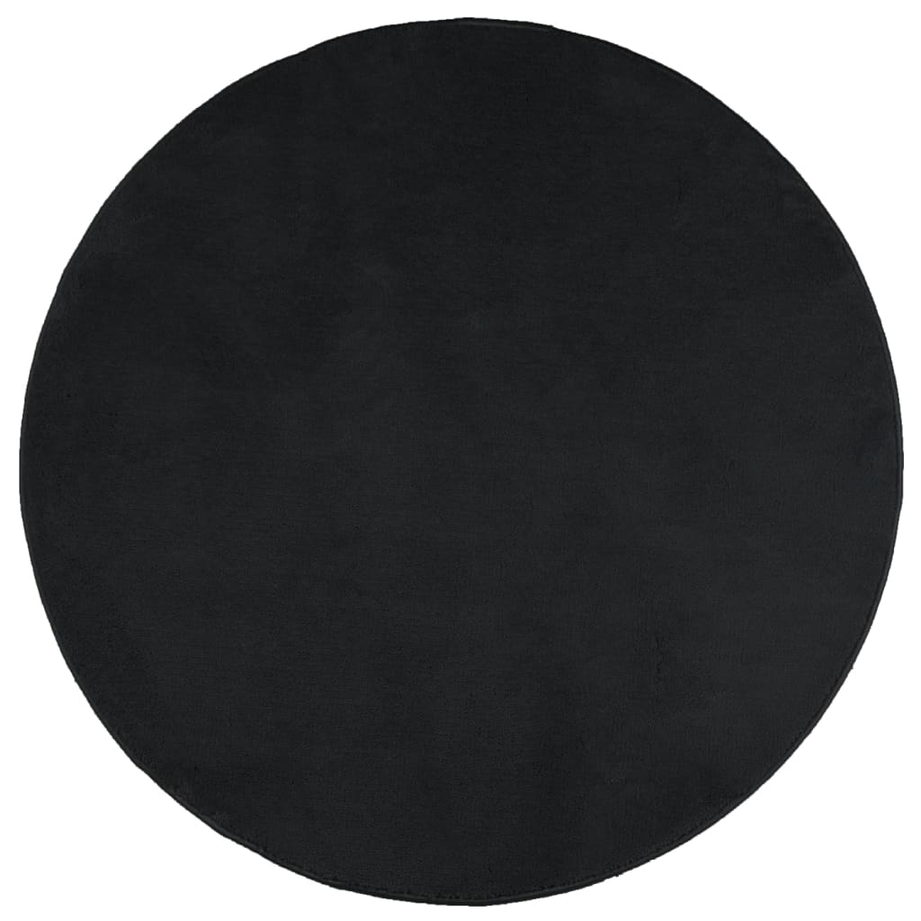 VidaXL Teppich OVIEDO niedriger Flor Ø 80 cm schwarz