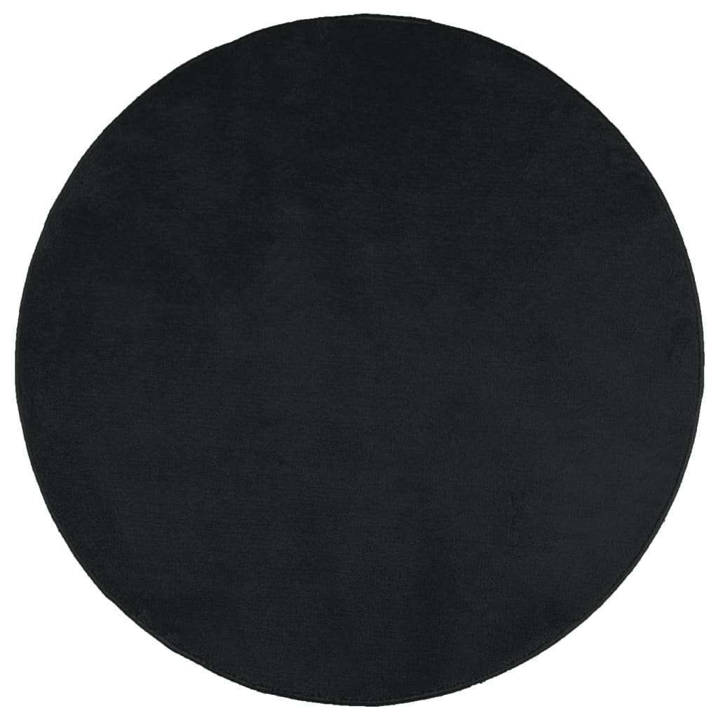 VidaXL Teppich OVIEDO niedriger Flor Ø 160 cm schwarz