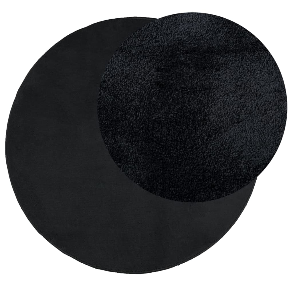 VidaXL Teppich OVIEDO niedriger Flor Ø 240 cm schwarz