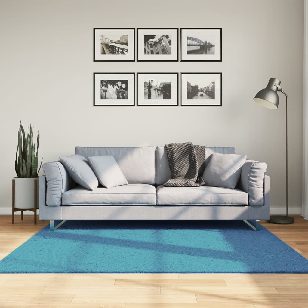 VidaXL Teppich OVIEDO niedriger Flor 160x160 cm türkis