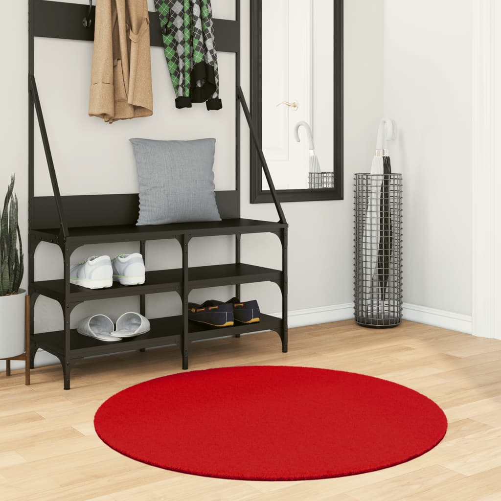 VidaXL Teppich Oviedo niedriger Flor ø 100 cm rot