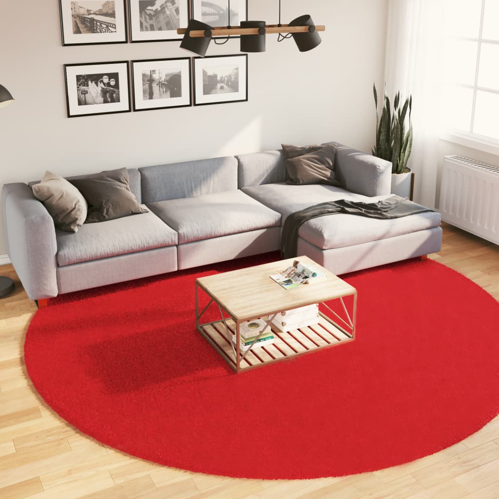 VidaXL Teppich OVIEDO Kurzflor Ø 280 cm rot